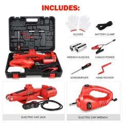 DNA MOTORING - Kit de Gato Elevador de Tijera Eléctrico Portátil 3T