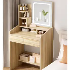 undefined - Tocador Livelyglow Con Espejo Cuadrado Luces LED Y Cajones Para Maquillaje