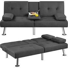 YAHEETECH - Sofá Cama Convertible Gris Oscuro Moderno y Compacto