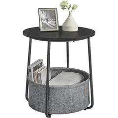 VASAGLE - Mesa de Noche Moderna con Canasta de Tela