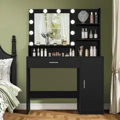 undefined - Escritorio de Tocador Quimoo con Espejo y Luces Ajustables