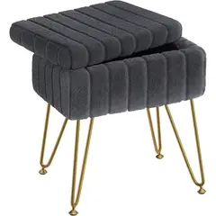 undefined - Silla para Tocador en Piel Sintética con Almacenamiento y Patas Antideslizantes