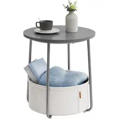 VASAGLE - Mesa de Noche Moderna con Canasta de Tela