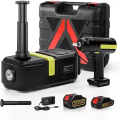 undefined - Kit de Gato Eléctrico para Automóvil de 5 Toneladas con Llave de Impacto e Inflador