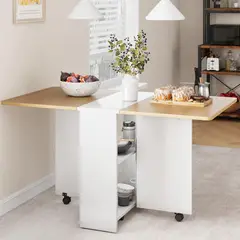 undefined - Mesa de Comedor Plegable con 2 Niveles de Almacenamiento