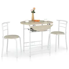 VINGLI - Mesa de Comedor Redonda Plegable con Sillas para Espacios Pequeños