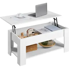 YAHEETECH - Mesa de Centro Elevable con Compartimento Oculto y Estante