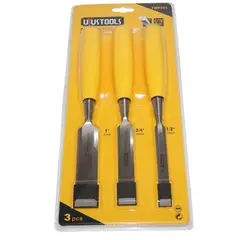 UYUSTOOLS - Set X 3 Formones de 1/2 3/4 y 1 Pulgada Mango Plástico