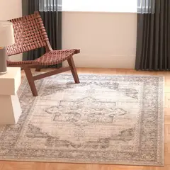 SAFAVIEH - Alfombra Cuadrada 91 cm x 91 cm Crema y Gris Para Sala o Dormitorio