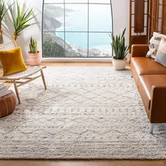 SAFAVIEH - Tapete Cuadrado Arizona Shag 97 cm Marfil y Beige Estilo Marroquí