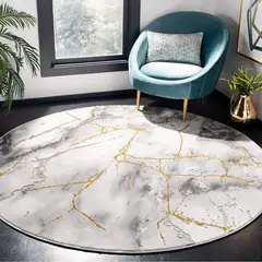 SAFAVIEH - Tapete Redondo Craft 122 cm Diseño Abstracto Gris con Dorado