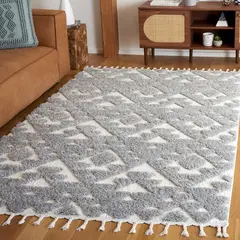 SAFAVIEH - Tapete Marroquí con Borlas 160 x 230 cm Ideal para Alto Tráfico