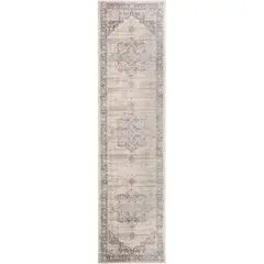 SAFAVIEH - Alfombra de Pasillo Antideslizante Lavable 61 cm x 548 cm Crema y Gris Clásica