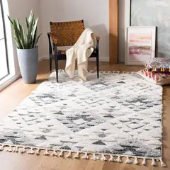 SAFAVIEH - Tapete Marroquí 91 x 91 cm Marfil Gris Estilo Bohemio Fácil Mantenimiento
