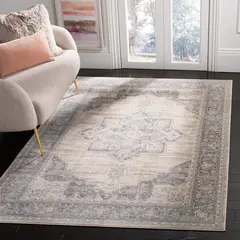 SAFAVIEH - Alfombra Antideslizante Fácil Cuidado 183 x 274 cm Crema Gris Diseño Vintage