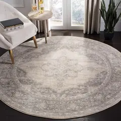 SAFAVIEH - Alfombra Brentwood 274 cm Redonda Medallón Crema Gris