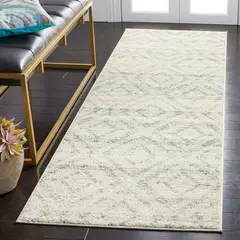 SAFAVIEH - Alfombra Lavable Antideslizante Adiva Rugs 76 cm x 244 cm Marfil Verde Diseño Moderno