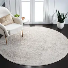 SAFAVIEH - Alfombra Redonda Evoke 91 cm Marfil y Topo Estilo Oriental Elegante