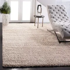 SAFAVIEH - Alfombra Cuadrada Shag 160 cm Beige Pelo Largo para Sala o Dormitorio