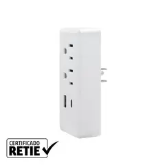 HALUX - Multitoma De Pared 2 Salidas P/T+2 Puertos USB C+A