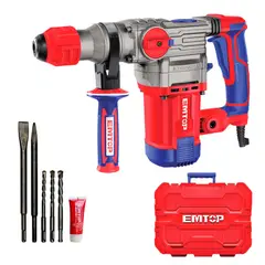 EMTOP - Rotomartillo SDS Plus Eléctrico 1500 W 4.5 J con Brocas y Puntas Uso Rudo
