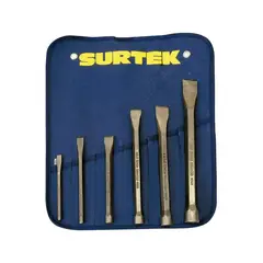 SURTEK - Juego de Cinceles Corta Frío 6 Piezas 1/4" a 7/8" Punta Plana