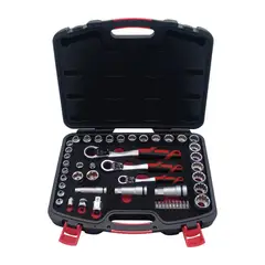 URREA - Juego de Copas Accesorios 49 Piezas 1/4" 3/8" 1/2" Go-through