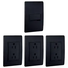 BTICINO - Kit Luzica Negra 3 Tomas 2P+T + 1 Interruptor Sencillo