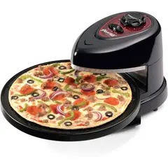 PRESTO - Horno de Pizza Giratorio Negro con Control Dual de Calor 30 cm