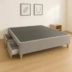ESTILO Y CONFORT - Basecama Con 2 Cajones Gris Plata 160X190 Pata Madera