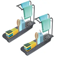 CHEF MASTER - Set x2 Organizador Lavaplato Soporte Esponja Jabón Escurridor Gris