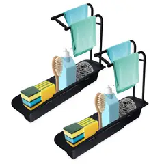 CHEF MASTER - Set x2 Organizador Lavaplato Soporte Esponja Jabón Escurridor Negro