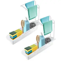 CHEF MASTER - Set x2 Organizador Lavaplato Soporte Esponja Jabón Escurridor Blanco