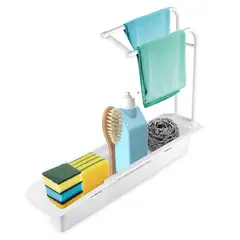 CHEF MASTER - Organizador Lavaplatos Soporte Esponja y Jabón Escurridor Blanco