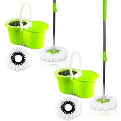 ENERGY PLUS - Set X2 Trapeador Giratorio 360° Balde Escurridor 2 Repuestos Verde