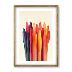 undefined - Cuadro Decorativo Artesanal Plumas Ígneas 21x30cm Marco Madera