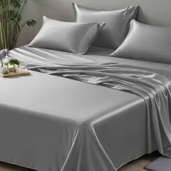 MY HOME STORE - Sábana Bamboo 230 Hilos - F Gris Claro Doble