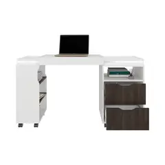 RTA DESIGN - Escritorio Extensible San Diego 75x70 Rta Blanco/Café