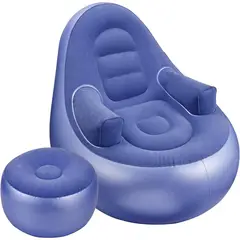 undefined - Sofá Inflable Con Reposabrazos Y Otomana Plegable Para Casa Y Camping