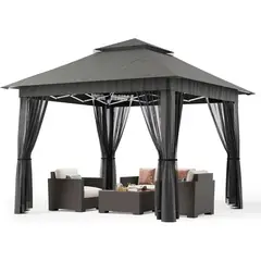 BEALIFE - Toldo Gris Desplegable Con Mosquitera Para Eventos Al Aire Libre