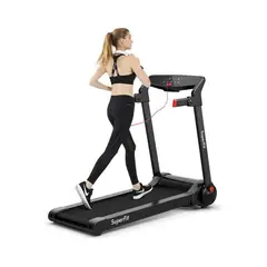 GYMAX - Caminadora Plegable Roja con Pantalla HD y Control por Aplicación