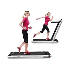 GYMAX - Caminadora 2 en 1 Plegable con Bluetooth y Motor Silencioso para Oficina