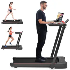 GO PLUS - Cinta de Correr Goplus 3 en 1 Plegable con Escritorio y Pantalla LED Negro