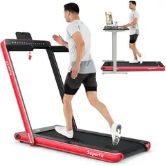 GO PLUS - Caminadora Goplus 2 en 1 con Pantalla Doble Motor de 2.25 HP y Altavoz Bluetooth