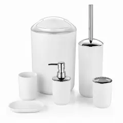 52 BITS - Set Accesorios De Baño Vaso Dispensador Portacepillos Color Blanco