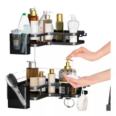 52 BITS - Estante Organizador De Ducha Esquinero X2 Piezas Acero Inoxidable Color Negro