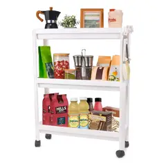 52 BITS - Carrito Estante Organizador de Alimentos Deslizante Blanco 40X17X74