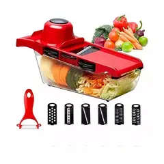 52 BITS - Rallador Mandolina 6 En 1 Kithen Color Rojo 31x12x11cm