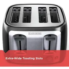 BLACK+DECKER - Tostadora de 4 Rebanadas con Ranuras Extra Anchas y 7 Niveles de Tostado