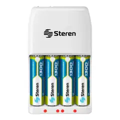STEREN - Cargador Rápido de Baterías AA/AAA C/4 Pilas AA